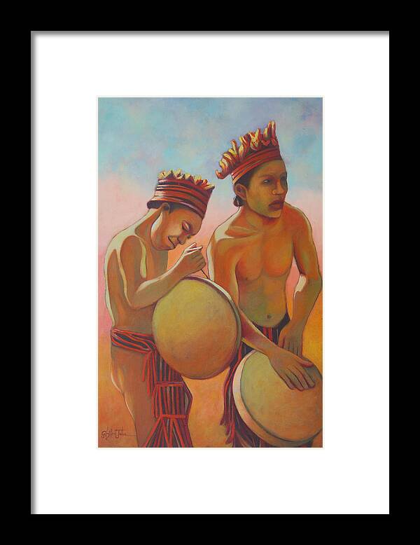 Caribs Framed Print featuring the painting Kalinago Rhythm by Glenford John