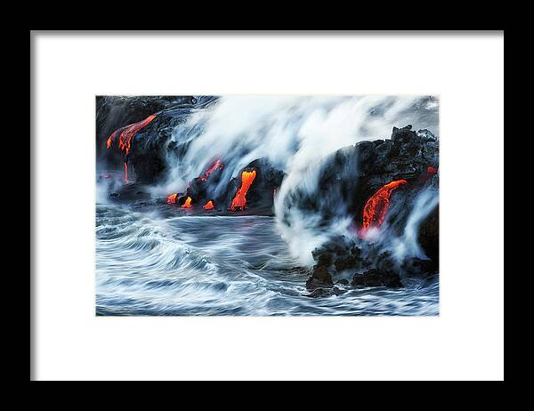 Lava Framed Print featuring the photograph Kamokuna Lava Ocean Entry, 2016 by Christopher Johnson