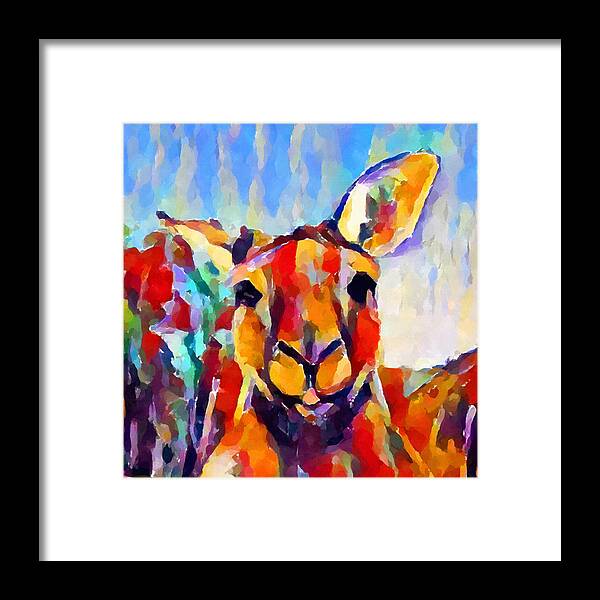 Kangaroo Watercolor Framed Print featuring the painting Kangaroo Watercolor by Chris Butler