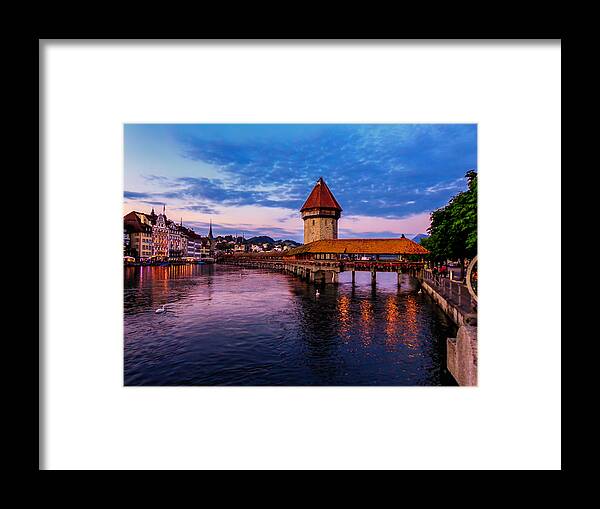  Framed Print featuring the photograph Kapellbucke Bridge Lucern Switzerland by Micah Goff