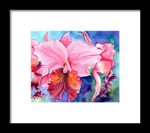 Watercolor Orchids Framed Print featuring the painting Kauai Orchid Festival 3 by Marionette Taboniar