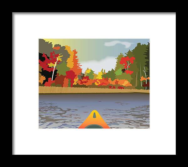 Kayak Framed Print featuring the painting Kayak--Fall by Marian Federspiel