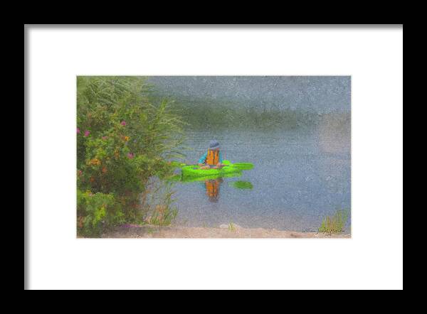 Kayak Framed Print featuring the painting Kayaker Looking Back by Bill McEntee