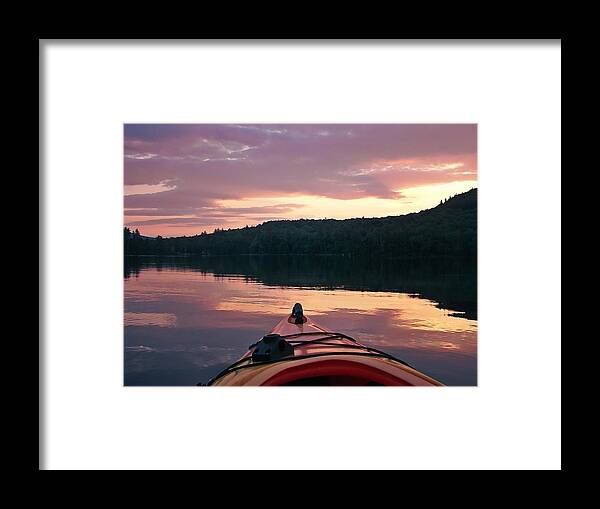 Kayaking Under A Gorgeous Sundown Sky On Concord Pond Framed Print featuring the photograph Kayaking Under A Gorgeous Sundown Sky On Concord Pond by Joy Nichols