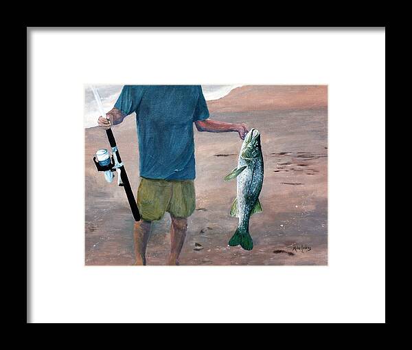 Snook Framed Print featuring the painting Keeper My First Snook by Mike Jenkins
