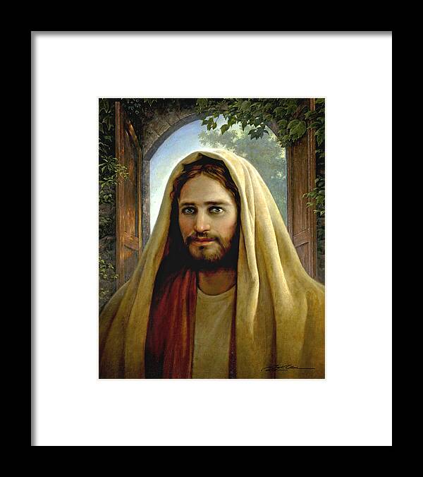 Jesus Framed Print featuring the painting Keeper of the Gate by Greg Olsen