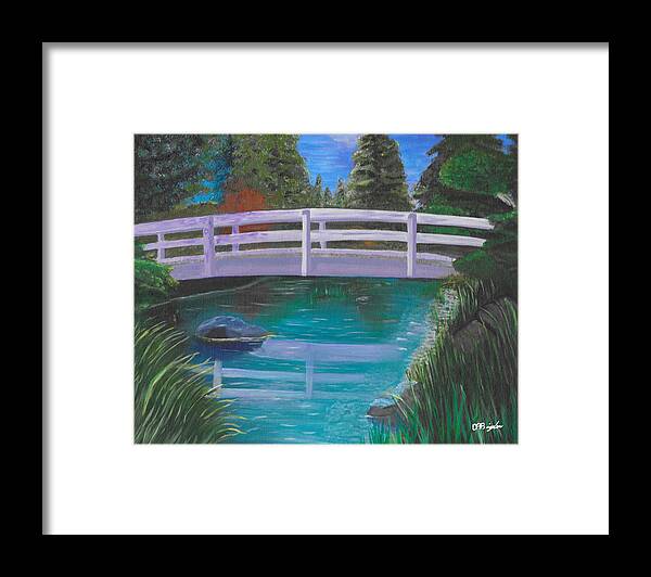 Water Framed Print featuring the painting Kelowna Japanese Garden by David Bigelow