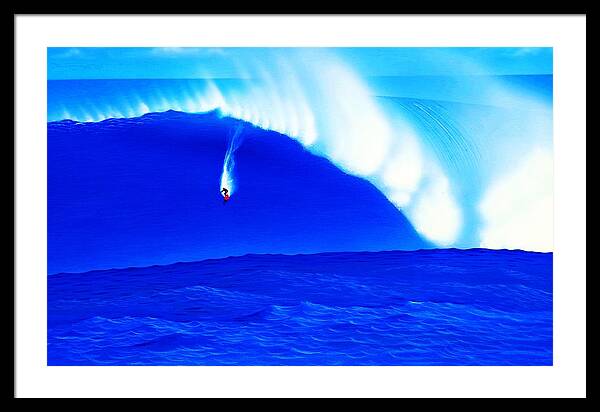 Surfing Framed Print featuring the painting Ken at Logs 1-28-1998 by John Kaelin