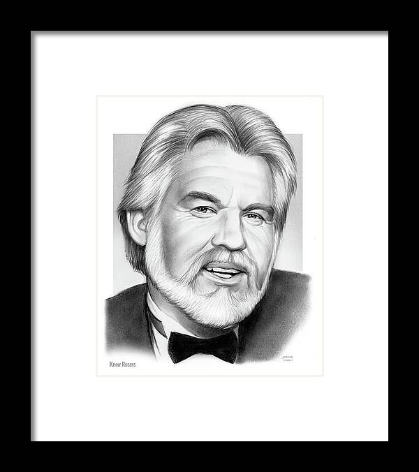 Pencil Drawing Framed Print featuring the drawing Kenny Rogers by Greg Joens