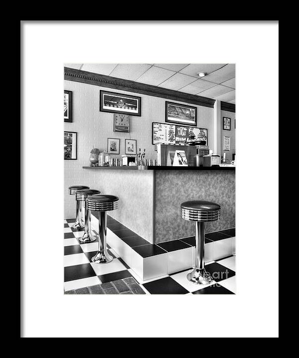 Kentucky Framed Print featuring the photograph Kentucky Blue Diner BW by Mel Steinhauer