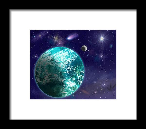 Kepler-22b Framed Print featuring the digital art Kepler-22b New Earth by Laurel Nendza