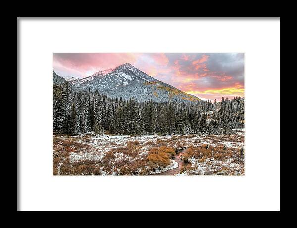 Utah Framed Print featuring the photograph Kessler Peak Fall Sunset by Brett Pelletier