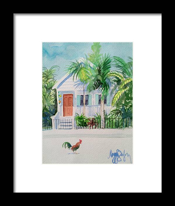 Key West Cottage Tropical Cottage Florida Keys Tropic Framed Print featuring the painting Key West Cottage by Maggii Sarfaty