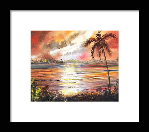 Sunrise Framed Print featuring the painting Keys Sunrise, Sunset by Linda Cabrera