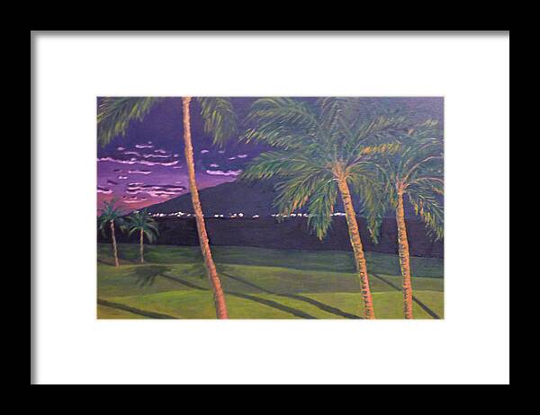 Landscape Framed Print featuring the painting Kihei Nights by Stan Chraminski