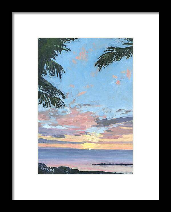 Kihei Framed Print featuring the painting Kihei Sunset by Stacy Vosberg