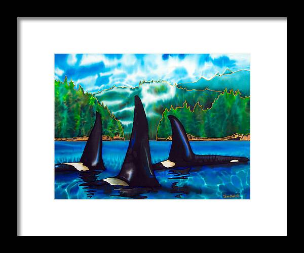 Orca Framed Print featuring the painting Killer Whales by Daniel Jean-Baptiste
