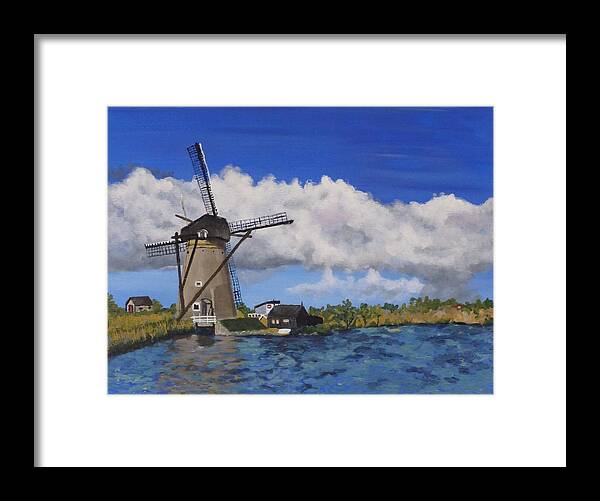 Holland Framed Print featuring the painting Kinderdijk by Diane Arlitt