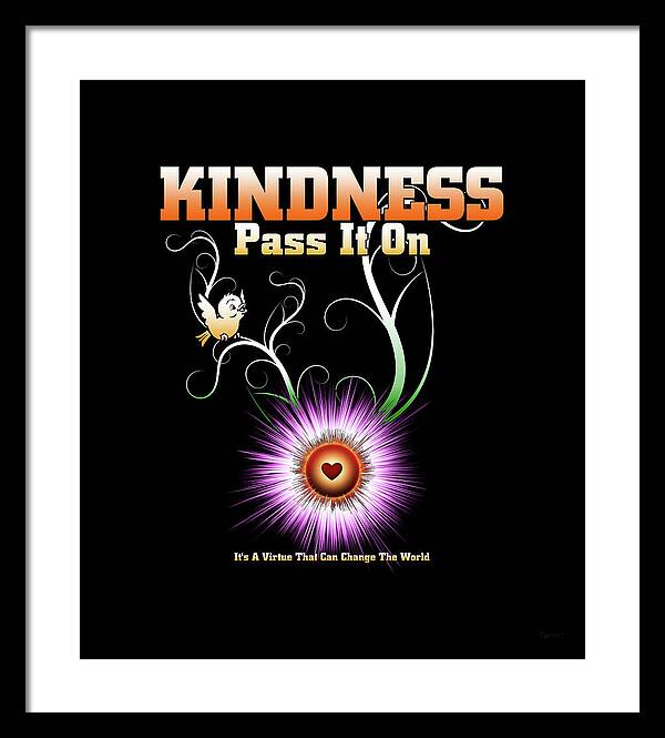 Kindness Framed Print featuring the digital art Kindness - Pass It On Starburst Heart by Rolando Burbon