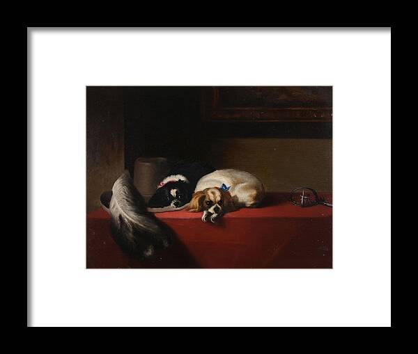 After Sir Edwin Henry Landseer (1802-1873) King Charles Spaniels (�the Cavalier�s Pets�) Home Framed Print featuring the painting King Charles Spaniels by Edwin Henry Landseer