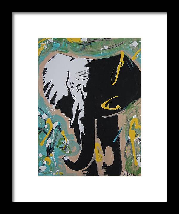 Elephant Framed Print featuring the painting King Elephant by Antonio Moore