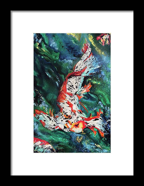Koi Fish Framed Print featuring the painting King of the Pond by Alexandra Louie