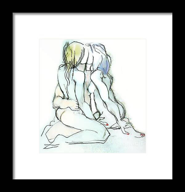 Nudes Framed Print featuring the painting King Sol - erotic art by Carolyn Weltman