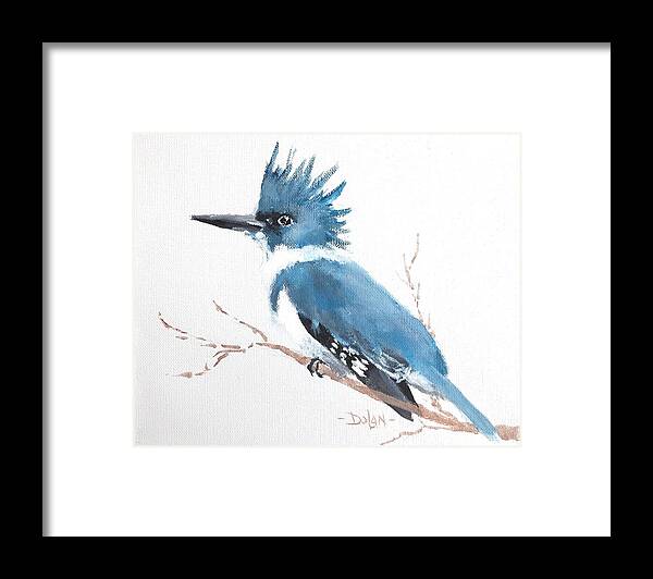 Kingfisher Framed Print featuring the painting Kingfisher on a Branch by Pat Dolan