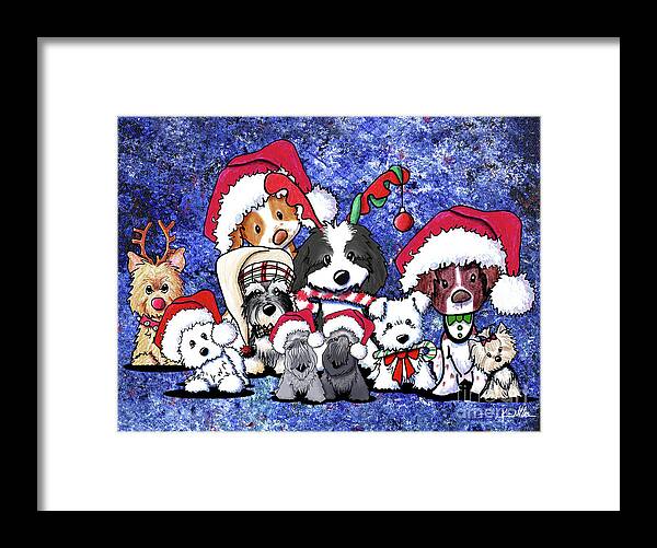 Christmas Framed Print featuring the drawing KiniArt Christmas Party by Kim Niles aka KiniArt