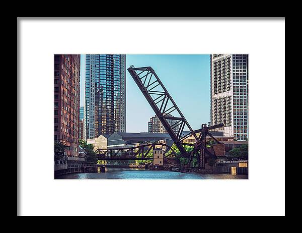 Chicago Framed Print featuring the photograph Kinzie Bridge and Rail Bridge by Nisah Cheatham