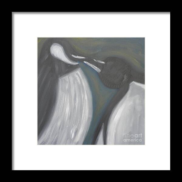 Penguin Framed Print featuring the painting Kiss of Dawm by Kristen Diefenbach