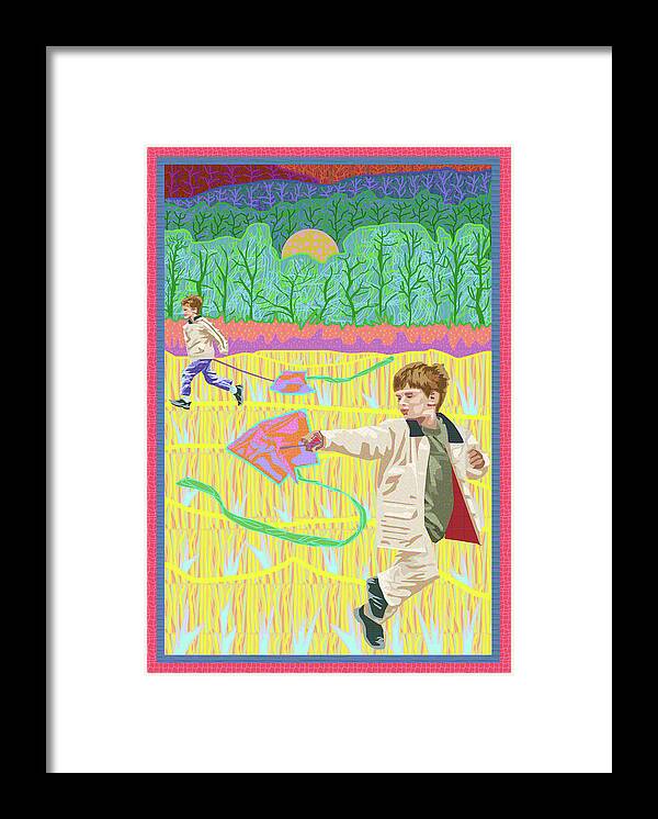 Kite Day At Fairview Framed Print featuring the digital art Kite Day by Rod Whyte