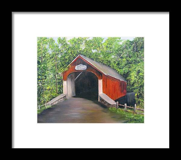 Bridge Framed Print featuring the painting Knechts Covered Bridge by Loretta Luglio