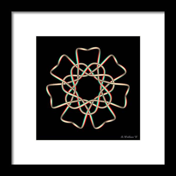 3d Framed Print featuring the photograph KnotPlot 13 - Use Red-Cyan 3D glasses by Brian Wallace