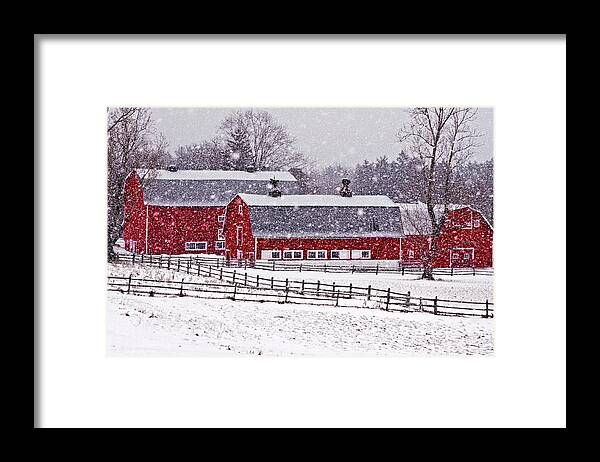 Farm Framed Print featuring the photograph Knox Farm Snowfall by Don Nieman