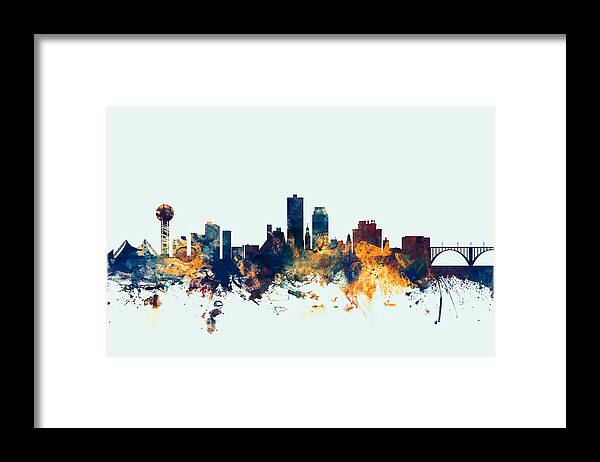 United States Framed Print featuring the digital art Knoxville Tennessee Skyline by Michael Tompsett