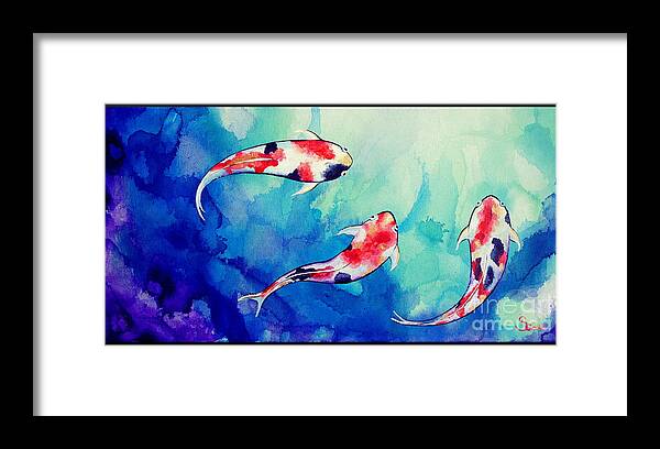 Koi Fish Framed Print featuring the painting Koi by Shiela Gosselin