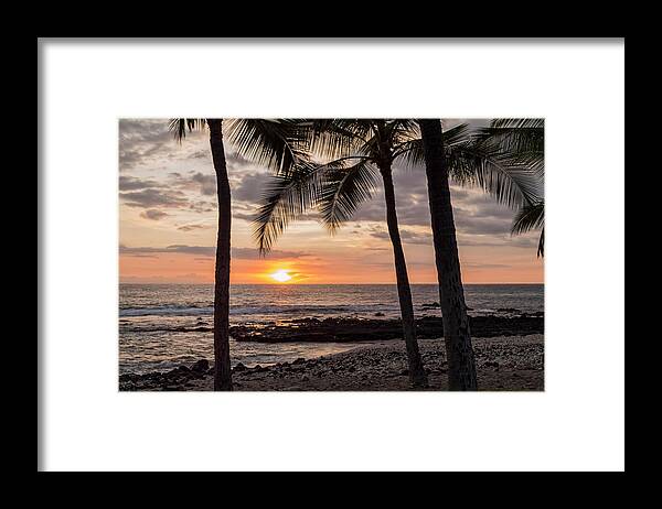Kona Big Island Hawaii Beach Ocean Sunset Framed Print featuring the photograph Kona Sunset by Brian Harig