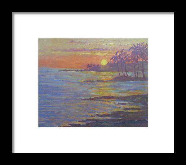 Hawaii Framed Print featuring the painting Kona Sunset by Stan Chraminski