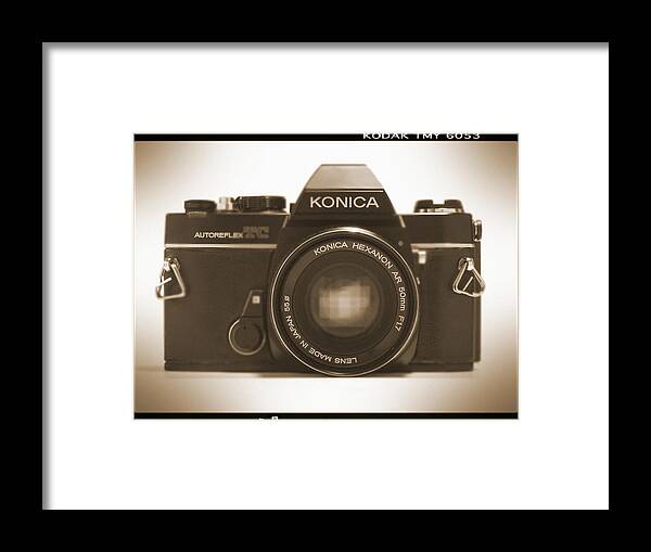 Vintage Film Camera Framed Print featuring the photograph Konica TC 35mm Camera by Mike McGlothlen