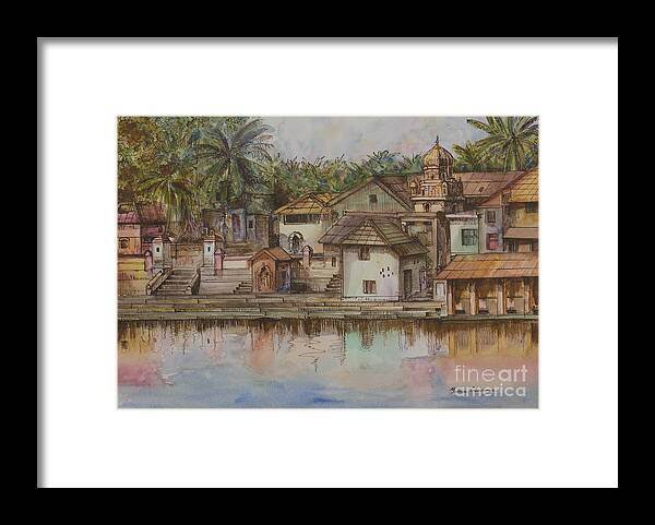 Watercolor Framed Print featuring the painting Koti teertha. Gokarna. India by Yuliya Glavnaya