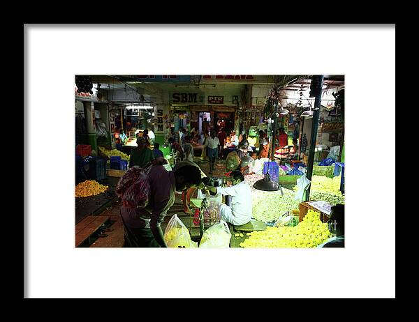 India Framed Print featuring the photograph Koyambedu Flower Market Stalls by Mike Reid