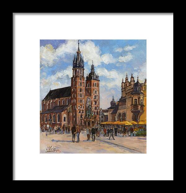 Krakow Framed Print featuring the painting Krakow - Mariacki Church by Irek Szelag