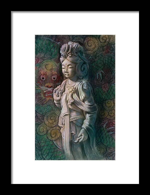 Kuan Yin Framed Print featuring the painting Kuan Yin Dragon by Sue Halstenberg