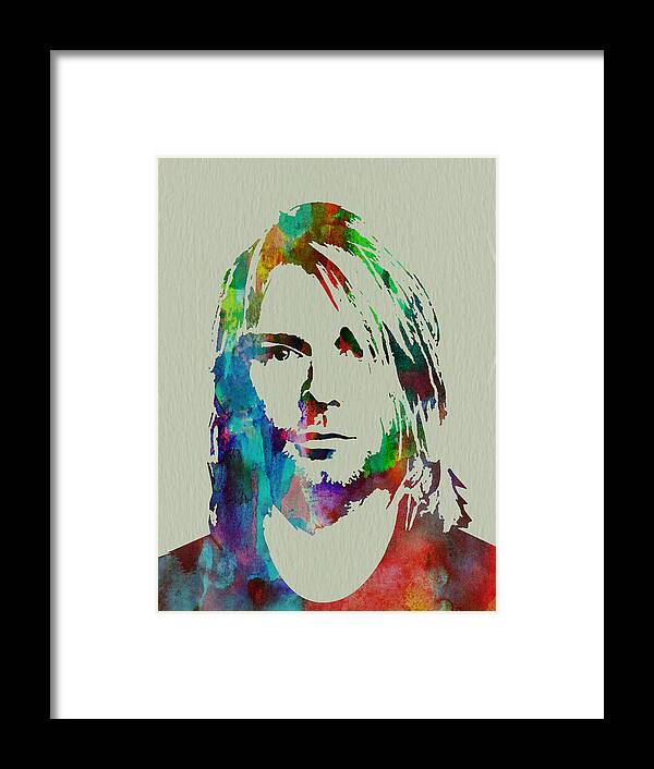  Framed Print featuring the painting Kurt Cobain Nirvana by Naxart Studio
