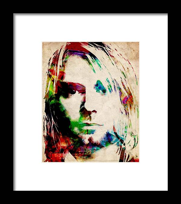 Kurt Cobain Framed Print featuring the painting Kurt Cobain Urban Watercolor by Michael Tompsett