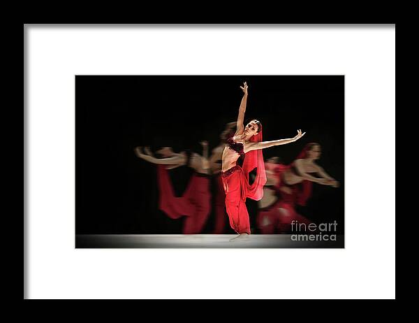 Ballet Framed Print featuring the photograph La Bayadere Ballerina in red tutu ballet by Dimitar Hristov