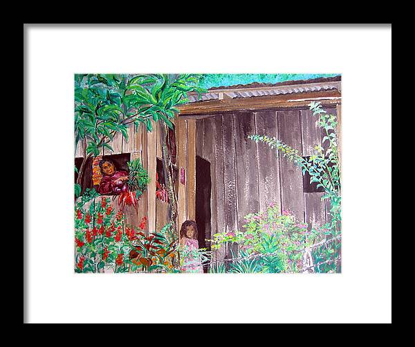 Shack Framed Print featuring the painting La Cabana by Sarah Hornsby
