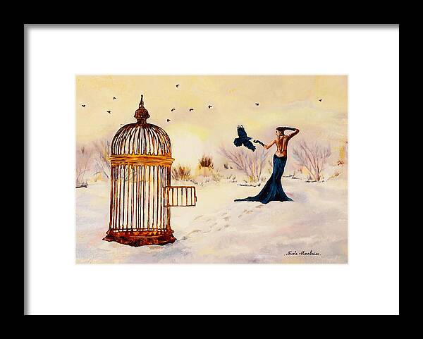Cage Framed Print featuring the painting La Cage by Nicole MARBAISE