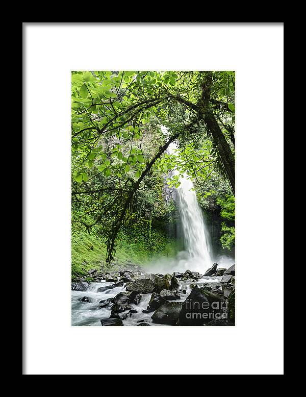 Arenal Framed Print featuring the photograph La Fortuna Waterfall by Oscar Gutierrez
